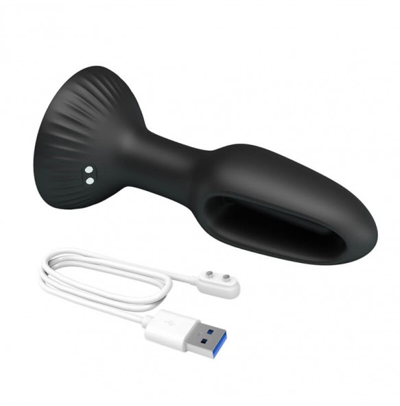 Pretty Love - Hubert Twisting Anal Plug (Chargeable - Black)